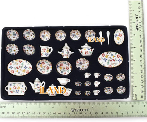 Set, Set Sets 1/12 iLAND Dollhouse Accessories and Furniture Tableware Dollhouse Dishes Mini Tea Cups Miniature Tea