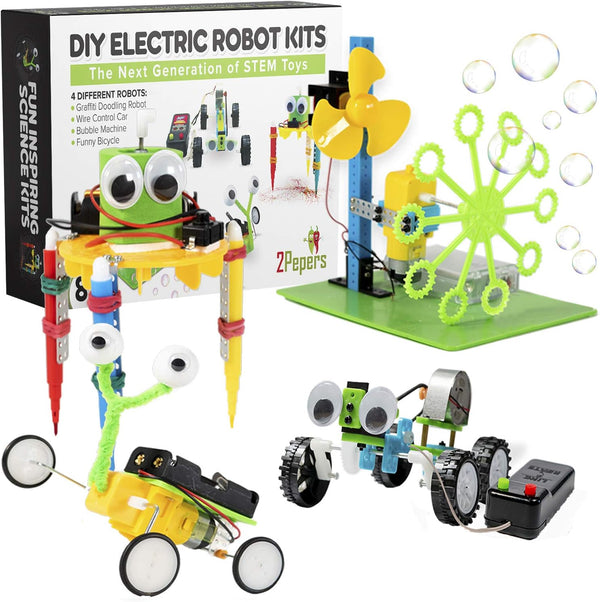 Electric Motor Robotic Science Kits for Kids (4-in-1) - DIY STEM Toys, Building Educational Robotics Kit for Boys and