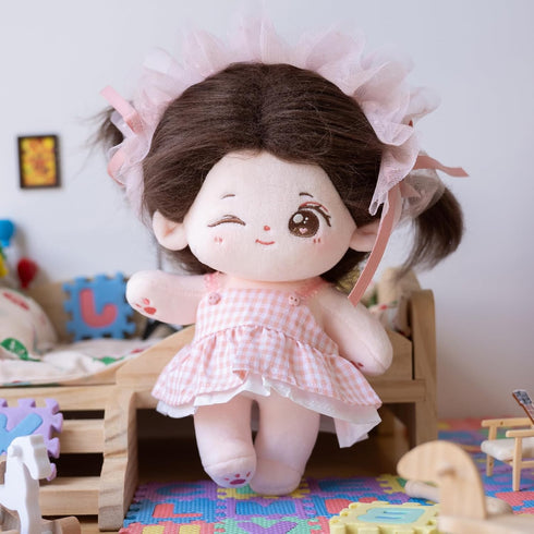 CALEMBOU Plush Doll, 20cm Cute Cotton Doll with Skeleton, Kawaii Anime Plushies Gift with Doll Clothes