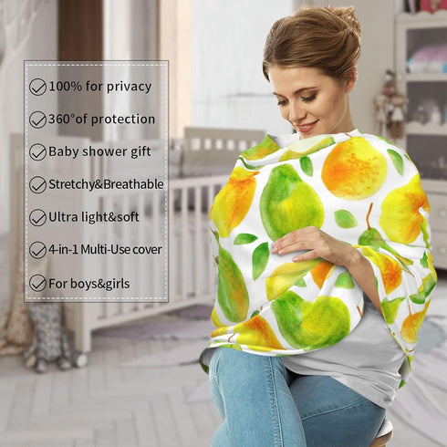 Schgap Pears Leaves Car Seat Cover for Babies Nursing Cover Breastfeeding Baby Carrier Covers Carseat Canopy for Shower