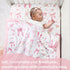 Set 4 Set Floral Crib Bedding for Girls, Pieces Pink Baby Nursery Bedding for Standard Size Crib, Including Soft