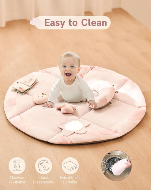 Tummy 5 0-12 Fortella Baby Play Gym & Activity Mat, Machine Washable & Foldable Time Mat with Detachable Toys