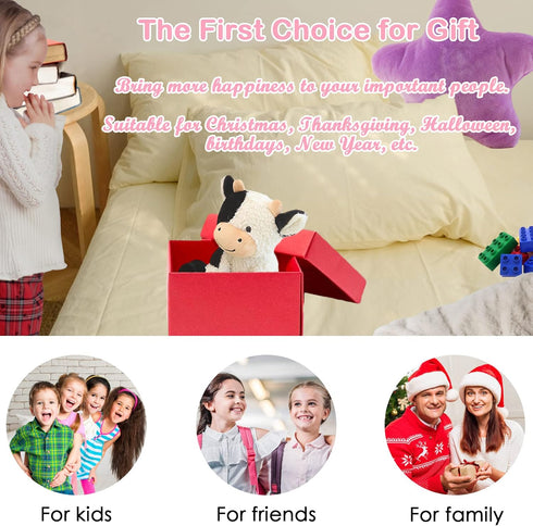 9" Cow Stuffed Animals Plush, Soft Stuffed Cow Toy for Kids Girls Boys