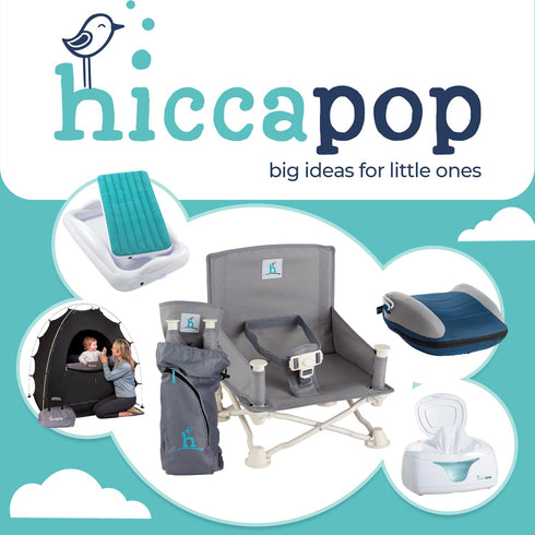 Hiccapop OmniBoost Travel Booster Seat with Tray for Baby, Dining Table, Camping, Beach, Grandmas | Folding Portable