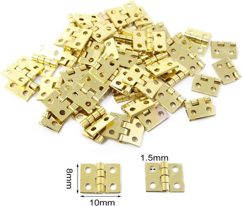 Honbay 50PCS Miniature Dollhouse Hinges Jewelry Box Tiny Hardware Accessories with 200PCS Screws (Gold)