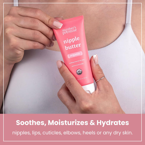 (2 Pack) Organic Nipple Butter for Breastfeeding Mothers | Lanolin Free Nipple Cream, Safe for Nursing Moms & Babies |