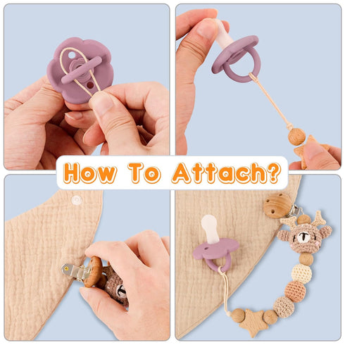 Cute Animal Pacifier Clip for Boys and Girls, Baby Teethers & Most Pacifiers, Baby Shower Essentials (Elk)