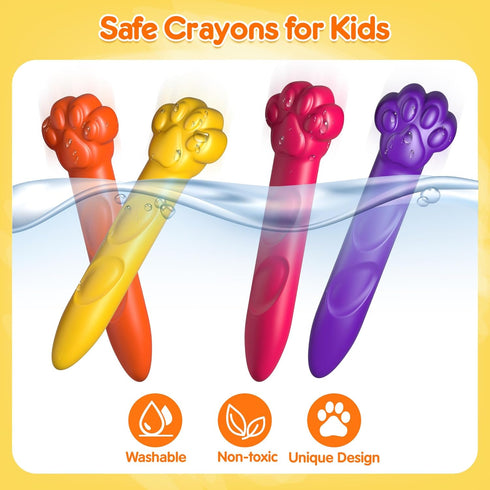 18 1-3, Set 4-8, Mocoosy Colors Jumbo Crayons for Toddlers Mess-Free Washable Crayon with Coloring Book for Kids Ages