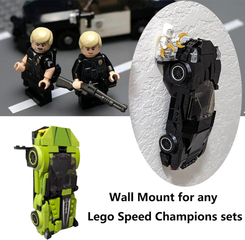24PCS Wall Mount for Lego Speed Champions Sets - Wall Bracket with Base for Pilot, Black