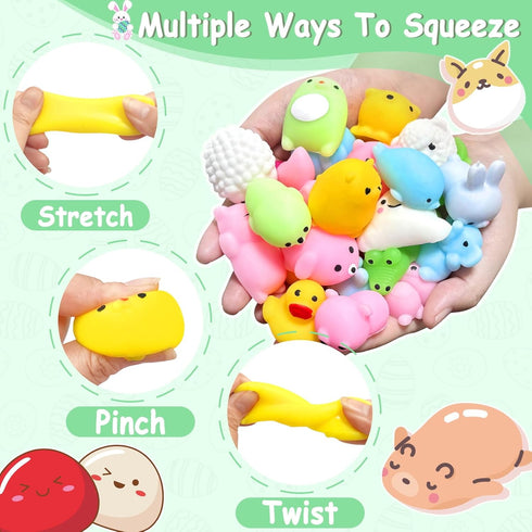 28 Pack Easter Mochi Squishies Toys, Easter Basket Stuffers Mini Kawaii Squishy Fidget Toys for Kids Toddlers School