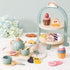 Set 28 Set Playset 2 3 4 5 6 Atoylink Wooden Tea Party for Little Girls Pcs Toddler Tea with Cupcake Stand & Food