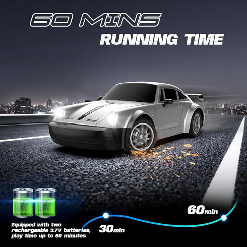 1:24 4WD 20KM/H 2 RC Drift Car Scale, Remote Control Car with LED Lights High Speed, Dual-Mode Racing & Drifting Toy