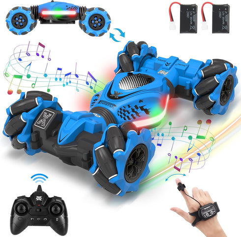 RC Car Gesture Sensing Stunt Car - 2.4GHz 4WD Off-Road Toy for Boys and Girls Ages 6-12 with Lights and Music