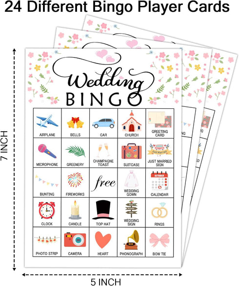 Wedding Party Bingo Game Cards for 24 Players, Bridal Shower Bingo for Family and Friends - 001