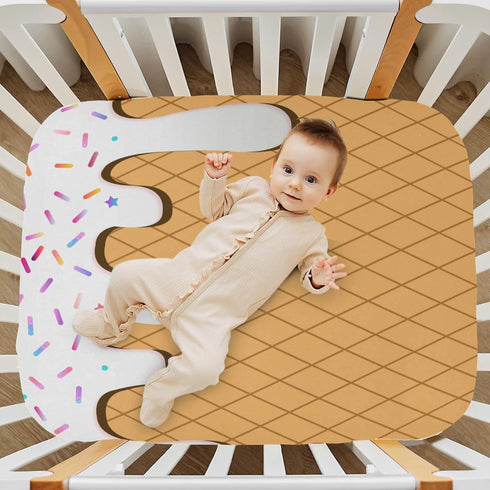 Pigsaly 27x39 Inch Crib Sheets White Gradient Ice Cream Drip Baby Sheet for Standard Crib Mattress Boys Girls Toddler