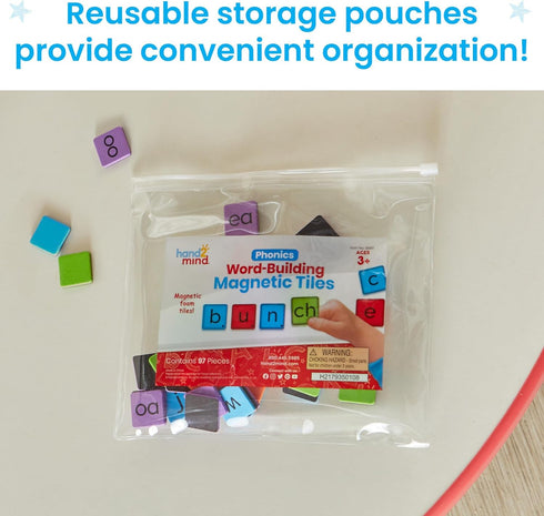 hand2mind Phonics Word-Building Magnetic Letter Tiles, Set of 6 for Kindergarten Letter Recognition and Phonemic