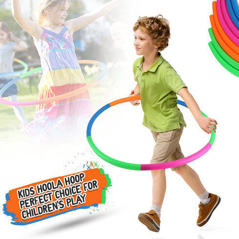 Kids Exercise Hoop, Adjustable Detachable Weight Size Plastic Toy Hoops - 32-Inch Spinning Rings for Sports, Playing