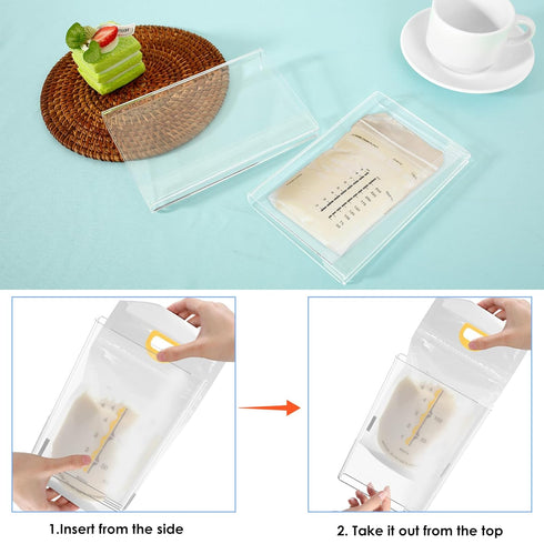 GLMFAN Breast Milk Storage Bag Flat Breast Milk Freezer Versatile Breastfeeding Bag Rack Holder Safe Freezer Storage