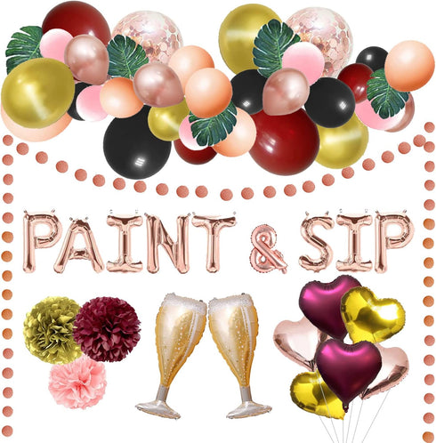 OhJeyina Paint And Sip Party Decorations, Paint And Sip Ideas Party Favors, Paint