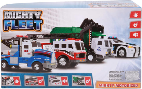 3+ Mighty Fleet Mighty Motorized Fire Ladder Truck Firetruck Toy w/Lights & Sounds, Motorized Ladder, Extending Ladder