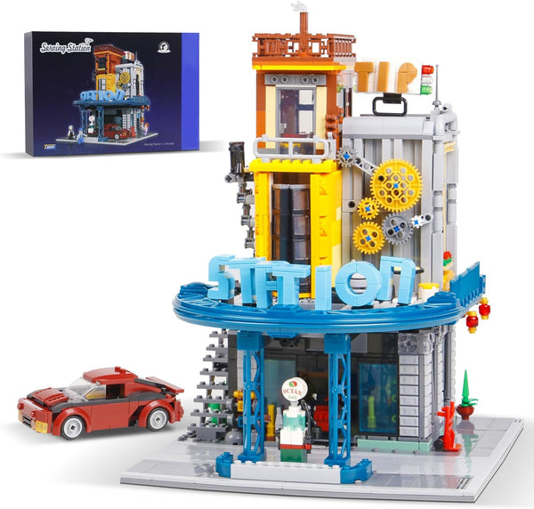 1859PCS City Serving Station Mini Building Blocks, Creative Street View Architecture Sets for 14+ Boys, Girls, or Adults