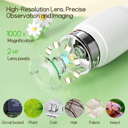 WINWEND 3 4 5 6 7 8 9 10 11 Microscope for Kids - Portable Handheld Magnifying Glass for Girls | Mini Digital
