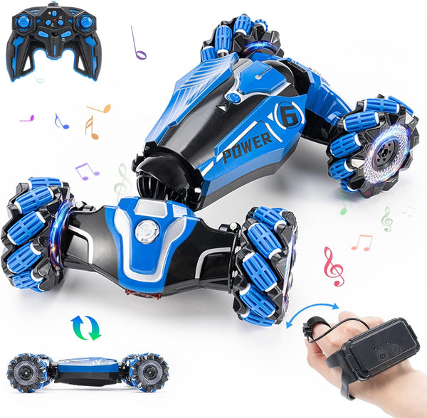 RC Stunt Car, 2.4 GHz 4WD Drive Remote Controlled Gesture Sensor Toy Car with 360° Flipping Light and Music