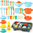 deAO Dinnerware Set for Kitchens Toys Drainer Set with Sponge, Plates, Cutlery,