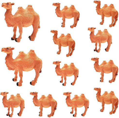 Hand Painted Camel Figurines, Miniature Animal Statue for Cake Toppers, Moss Landscape Decoration (20pcs)