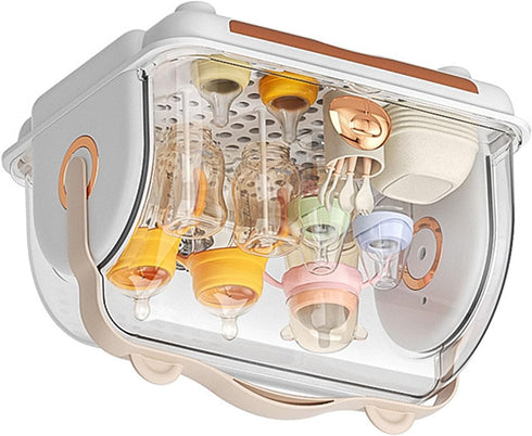 Gucagle Baby Bottle Storage Box Organizer Plastic Multifunctional Drainage Nursing Bottle Drying Rack with Lid for Home