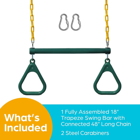 Sets Swingset Set 18" 48" Jungle Gym Kingdom Swing for Backyard, Monkey Bars & Accessories - Includes Trapeze Swing Bar