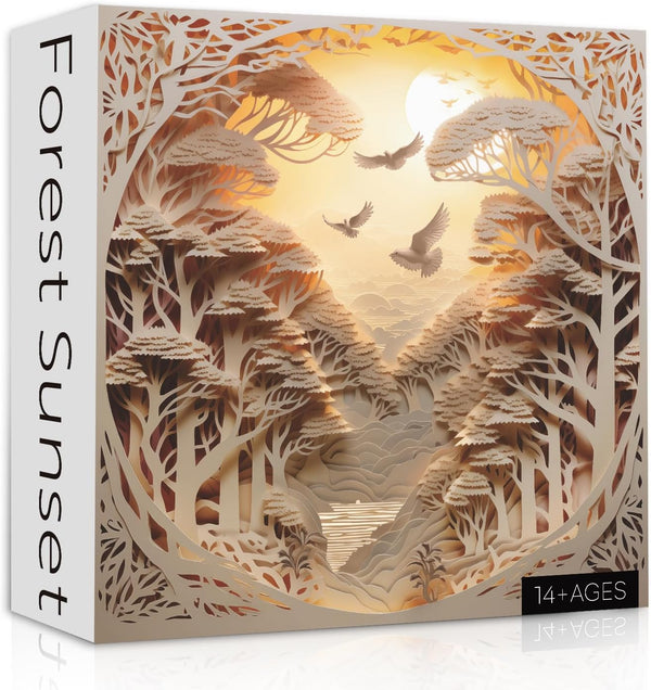 Forest Sunset Puzzles for Adults 1000 Pieces - Difficult Challenge Tree of Life Jigsaw Puzzles