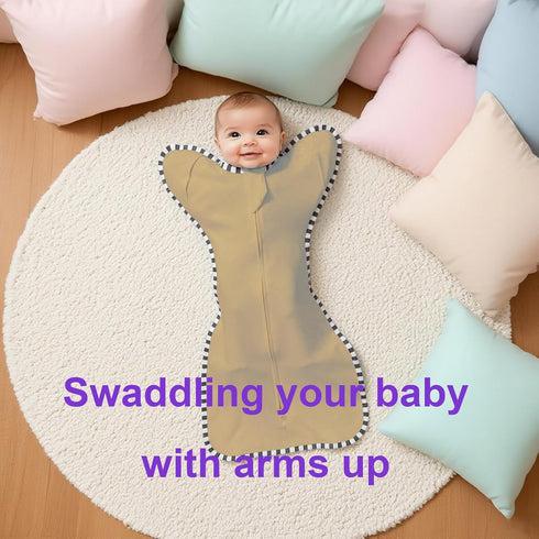 2-Pack, 100% 2-Way 3-6 Swaddle Blanket Sack Cotton Baby Sleep Sack, Arms Up Design with Zipper, Breathable Newborn