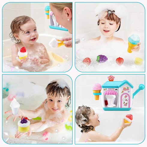 3 4 5 6 7 8 2-4, 3 4 5 6 7 8 Gretex Toddler Bath Toys for Years Old Girls, Bubble Ice Cream Maker Bath Toy, Shower