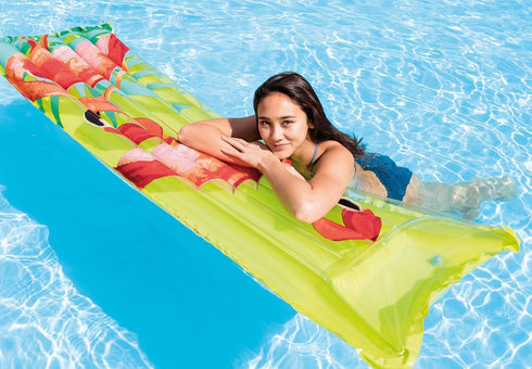 2 220lb Intex Inflatable Floating Fashion Mat: Durable Vinyl Air Chambers Weight Capacity Style May Vary One Mat