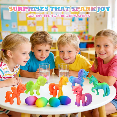 VICHTOP 6 Pack 3 4 5 6 7 8 Unicorn Hatching Surprise Eggs for Kids - Easter Basket Stuffers, Easter Egg Toddler