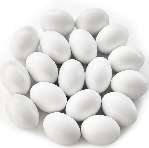 18 PCS Wooden Fake Chicken Eggs,White Wood Nest Egg Faux Egg for