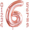 40 Inch Large Rose Gold Number 6 Balloon, Jumbo Mylar Foil Helium Balloons for Birthday Party Decorations
