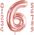 40 Inch Large Rose Gold Number 6 Balloon, Jumbo Mylar Foil Helium Balloons for Birthday Party Decorations