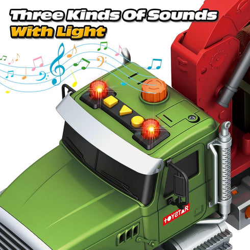 3 4 5 6 7 8 15" 6 Bstoyder Kids Toys for Years Old Boys, Farm Logging Truck Toy with Loading Crane and Trunks, Lights