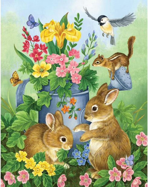 Bits and Pieces - 100 Piece Jigsaw Puzzle - A Touch of Spring by Artist Jane Maday - Cute Bunnies