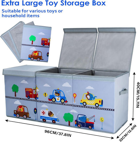 37.712.515.7 Inch decalsweet Toy Box Chest for Kids, Collapsible Oxford Toy Storage Box with Handles for Boys, Extra