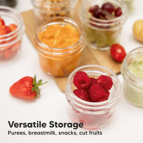 KeaBabies 12pk 4oz Glass Baby Food Containers, Leak-Proof, Microwavable Baby Food Storage Jars (Musk Dusk)