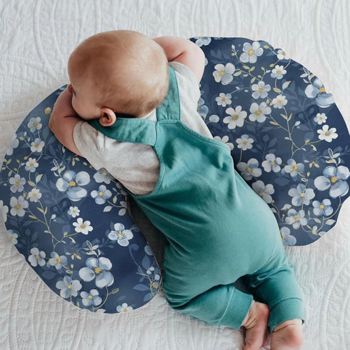 Summer Wonderful Flowers Baby Nursing Pillow Covers for Boy Girl Vintage Blue Floral Nursing Pillow Slipcovers