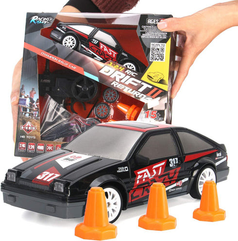 1/24 2.4GHz 4WD 4) Liberty Imports RC Drift Car Remote Control Sport Racing On-Road Vehicle with LED Light, Batteries