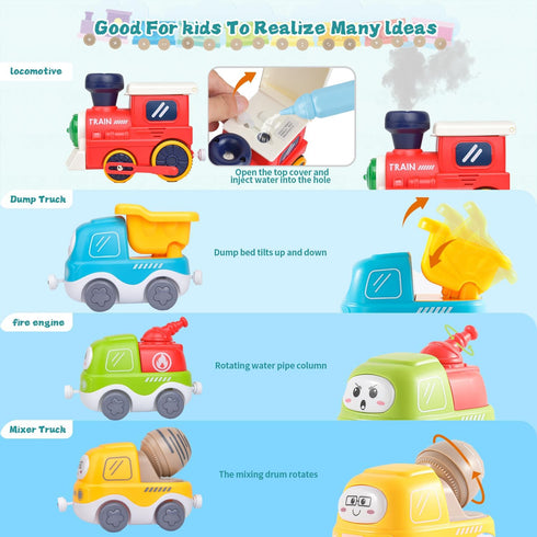 Sotodik Set Electric Train for Toddlers,Train Toys with Lights,Realistic Music Sound, Steam Spray,Traffic Sign