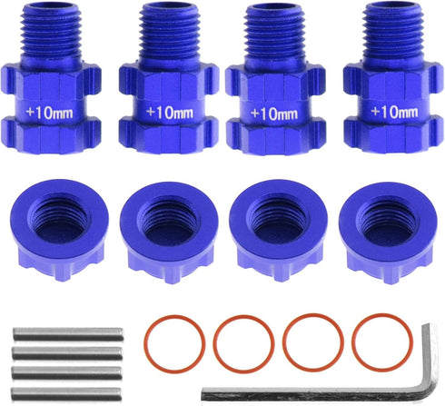 RC Wheel Hex Hubs Adapter 14mm to 17mm Widen 10mm Extended Wheel Hub Drive with Anti-dust Cap Nuts for Arrma 1/10
