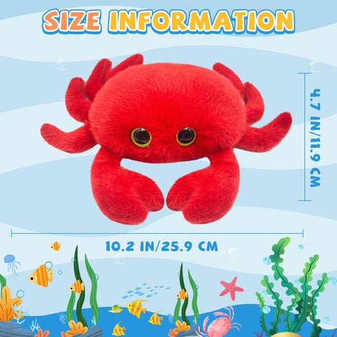 10 Inches Crab Stuffed Animal Cute Crab Plush Toy Super Soft Ocean Stuffed Animals Small Sea Creature Animal Plushies