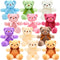 HyDren 12 Pieces Soft Plush Operation Christmas Bears Stuffed Animals with Ribbon Bow for Baby Shower, Party Favor