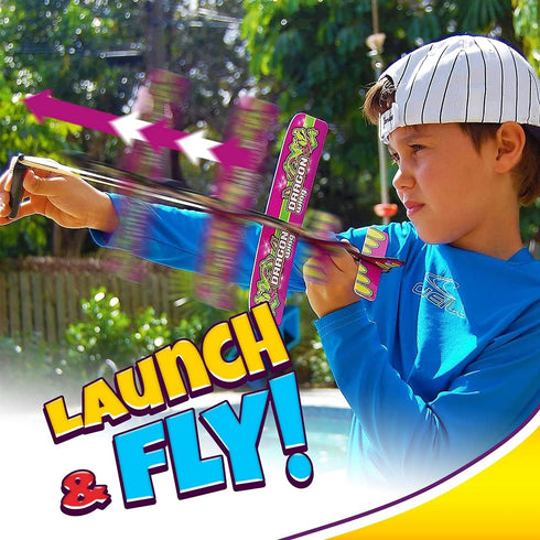 Glider Flying Slingshot Plane Toy (Pack of 12), Pinata Filler Party Favors, Play Foam Airplanes for Kids & Adults